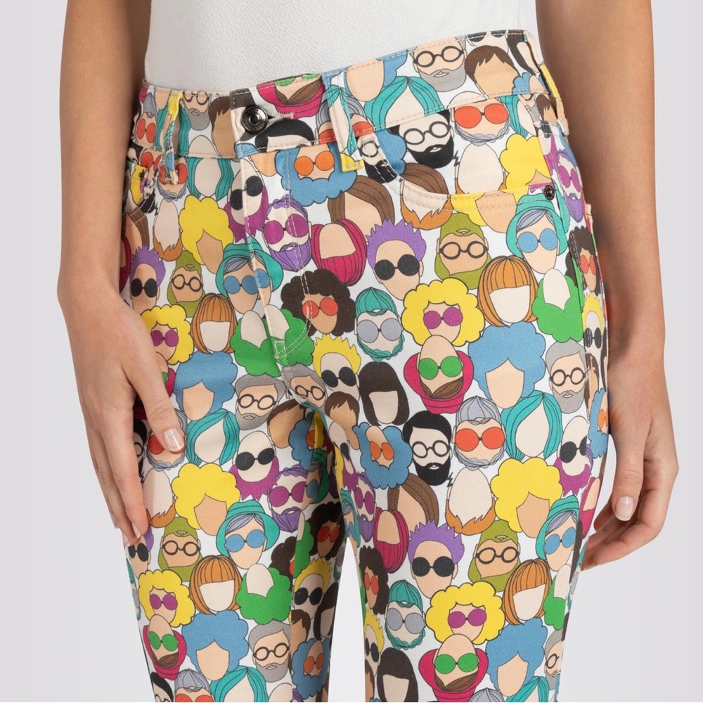 MAC jeans people print - Fun Euro brand, comfort stretch, flare kick hem